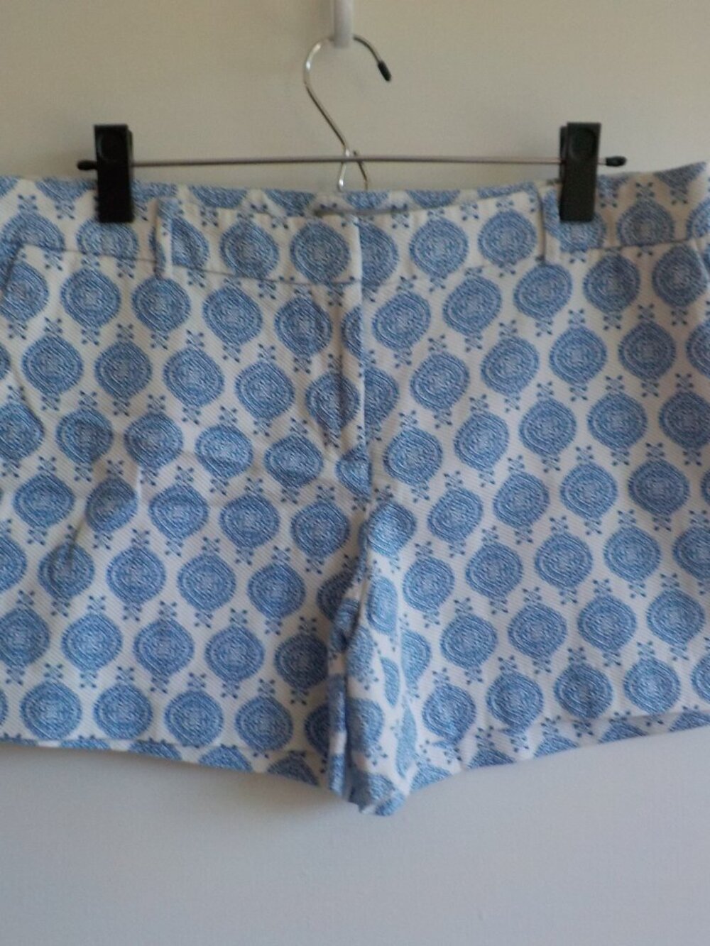 Dalia Shorts - Size 12 - Cotton Blend - Blue/White Design - Zip Front  (749)